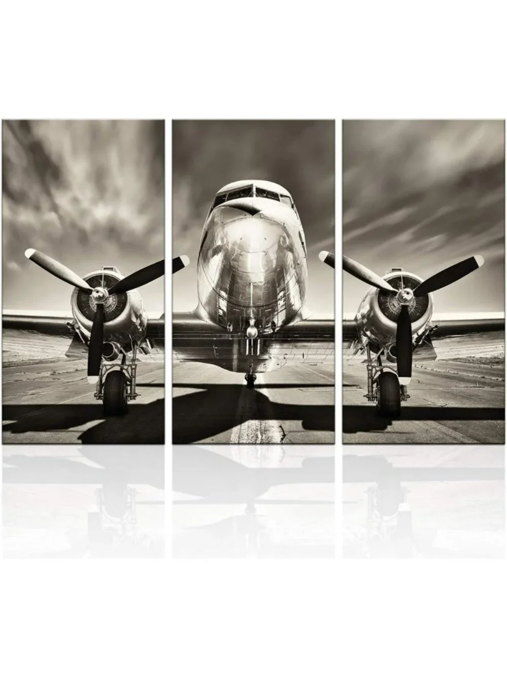 Vintage Airplane Wall Art Set - Black & White Propeller Decor for Boys Room